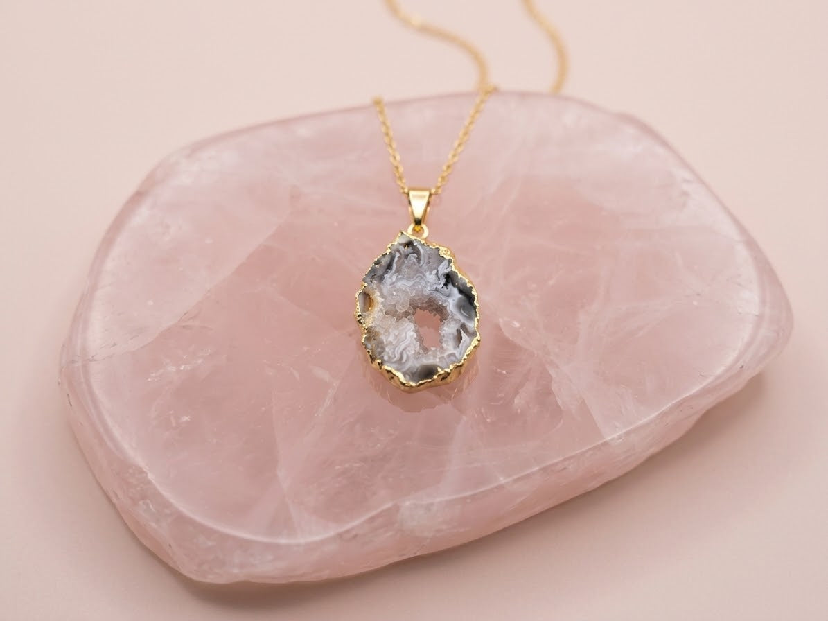 Small Agate Geode Slice Pendant