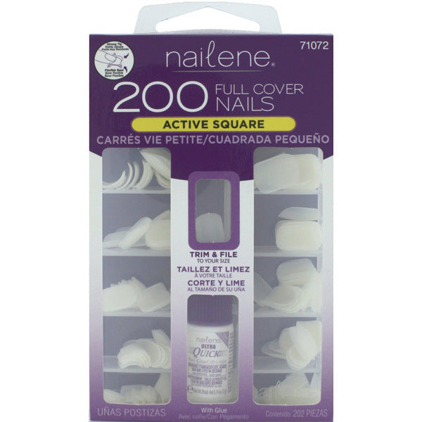 Nailene Full Cover Nails Active Short Square - 200 Nails